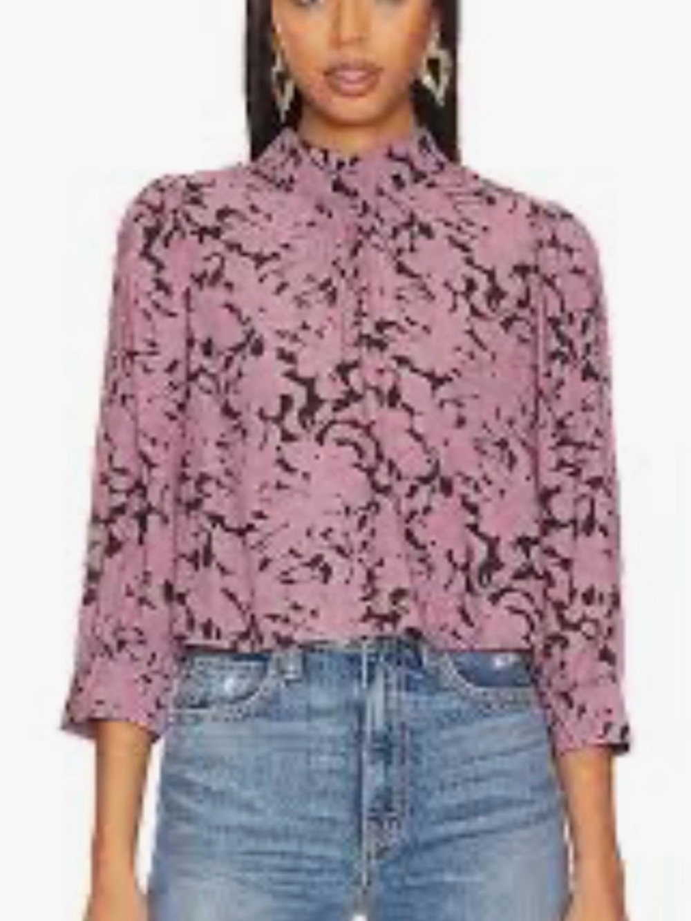 Rolla’s Women's Pink Floral Print Button-Up Blouse